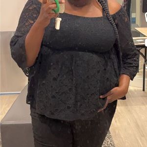 Black lace cold shoulder top